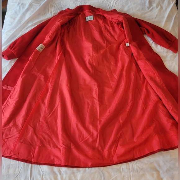 Herno luxury wool belted long jacket in vibrant red size Large - Picture 6 of 13